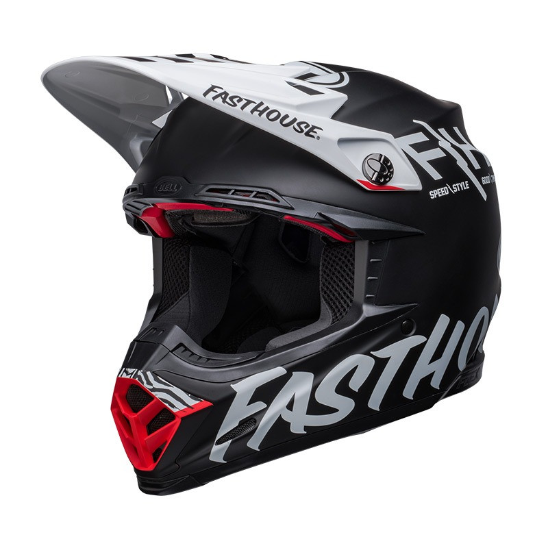 BELL - CASCO MOTOCROSS MOTO-9S FLEX FASTHOUSE FLEX CREW NERO/BIANCO/ROSSO