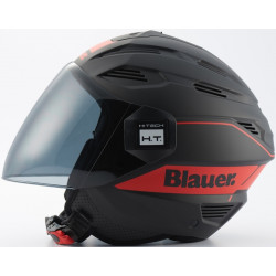 BLAUER HT - CASCO MOTO JET BRAT NERO OPACO/ROSSO