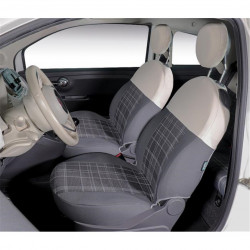 CORA - 000129376 Coprisedili anteriori personalizzati Fiat 500 07 Scozzese grigio/panna