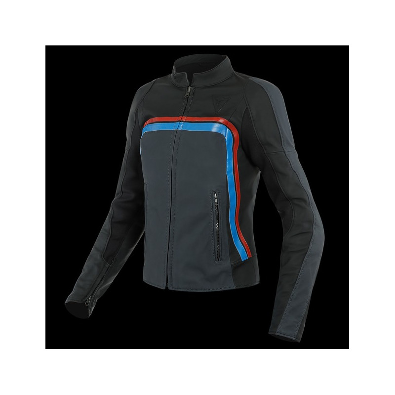 DAINESE - GIACCA MOTO IN PELLE DONNA LOLA 3 LADY NERO/BLU/ROSSO