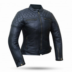 DEGEND - GIACCA MOTO IN PELLE DONNA CLASSIC NERO