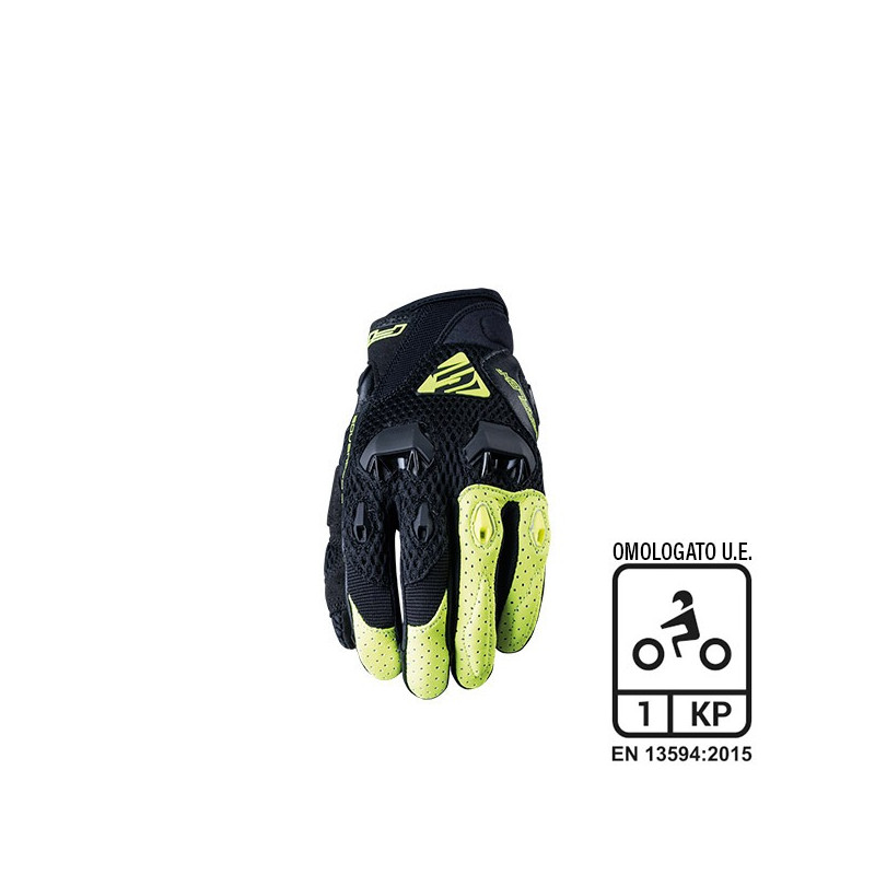 FIVE - GUANTI MOTO ESTIVI STUNT EVO AIRFLOW - NERO/GIALLO FLUO