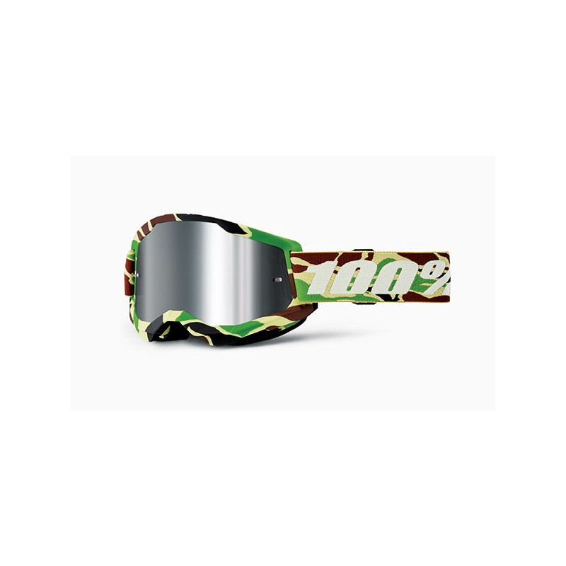 100% - MASCHERA STRATA 2 WAR CAMO - LENTE A SPECCHIO ARGENTO - CAMO