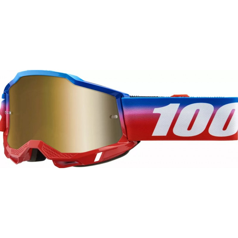 100% - MASCHERINA MOTOCROSS ACCURI 2 LENTE SPECCHIATA ORO - BLU/ROSSO