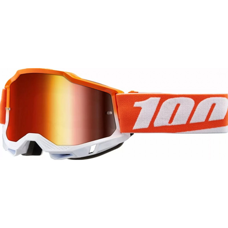 100% - MASCHERINA MOTOCROSS ACCURI 2 LENTE SPECCHIATA ROSSA - ARANCIONE/BIANCO