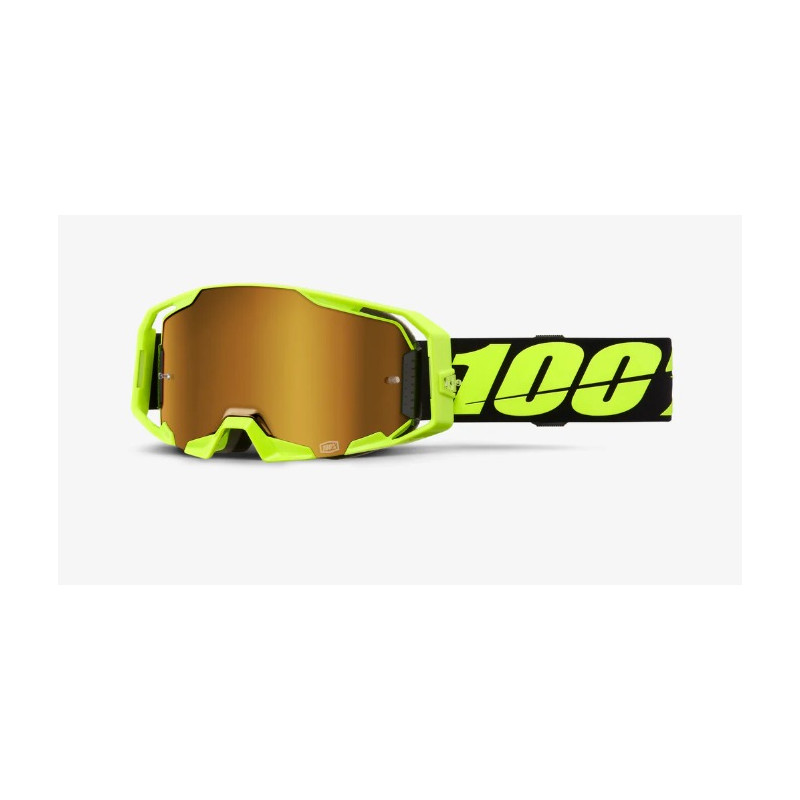 100% - MASCHERINA MOTOCROSS ARMATIC LENTE SPECCHIATA ORO - GIALLO FLUO