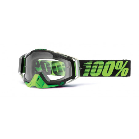 100% - MASCHERINA MOTOCROSS RACECRAFT METAL LIME CON LENTE TRASPARENTE