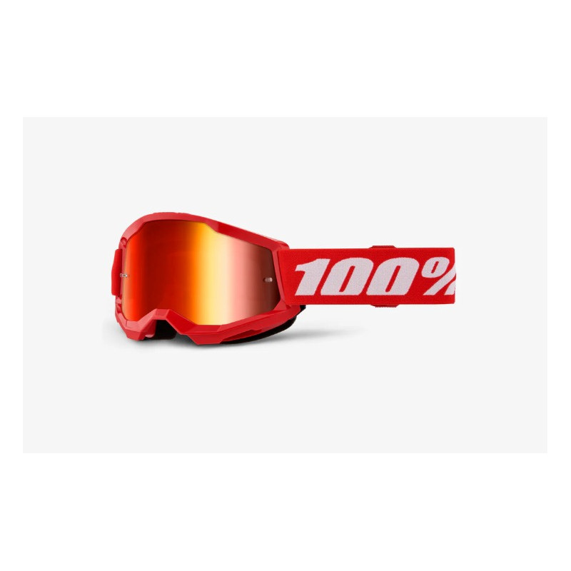 100% - MASCHERINA MOTOCROSS STRATA 2 JUNIOR LENTE SPECCHIATA ROSSA 461360 - ROSSO