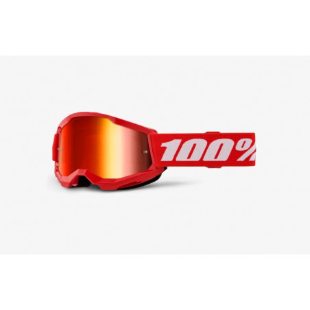 100% - MASCHERINA MOTOCROSS STRATA 2 JUNIOR LENTE SPECCHIATA ROSSA 461360 - ROSSO