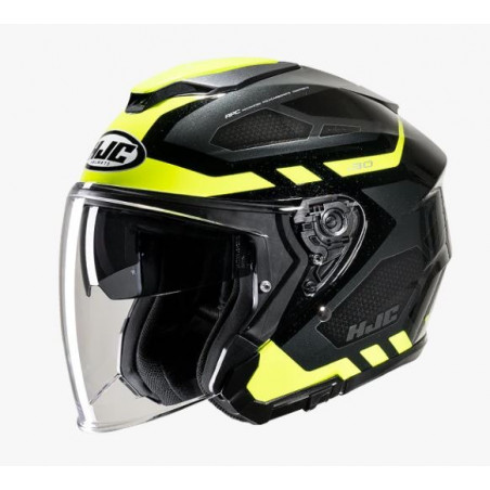 HJC - CASCO MOTO JET I30 ATON MC3H NERO/GIALLO FLUO/GRIGIO