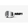 100% - MASCHERINA MOTOCROSS STRATA 2 LENTE SPECCHIATA ARGENTO 461353 - BIANCO