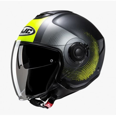 HJC - CASCO MOTO JET I40N PYLE MC3HSF NERO/GRIGIO/GIALLO FLUO