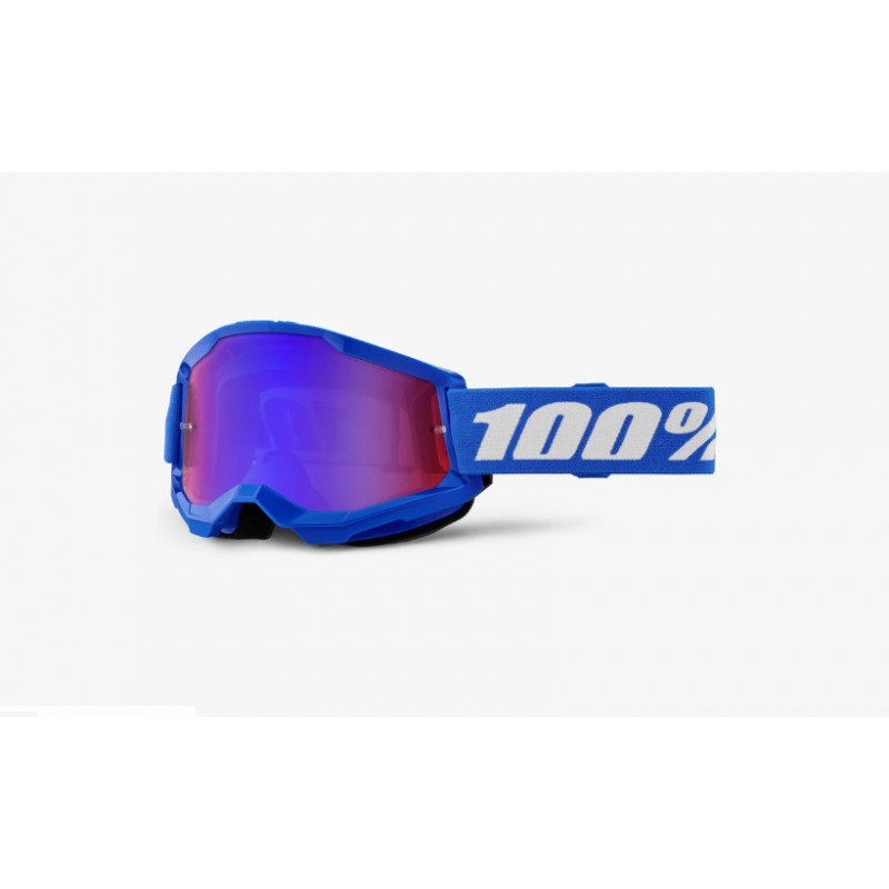 100% - MASCHERINA MOTOCROSS STRATA 2 LENTE SPECCHIATA BLU/ROSSA 461335 - BLU