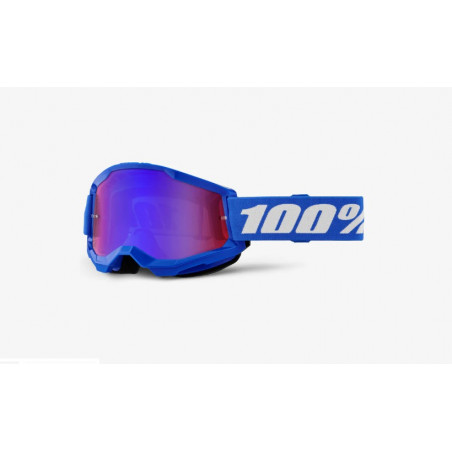 100% - MASCHERINA MOTOCROSS STRATA 2 LENTE SPECCHIATA BLU/ROSSA 461335 - BLU