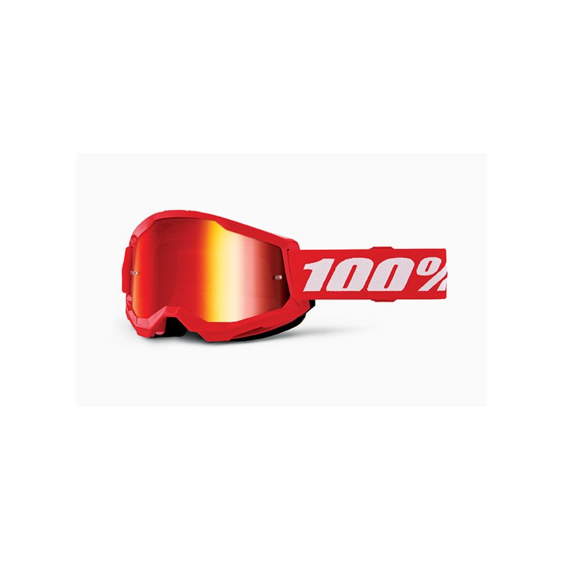 100% - MASCHERINA MOTOCROSS STRATA 2 LENTE SPECCHIATA ROSSA 461347 - ROSSO