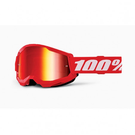 100% - MASCHERINA MOTOCROSS STRATA 2 LENTE SPECCHIATA ROSSA 461347 - ROSSO