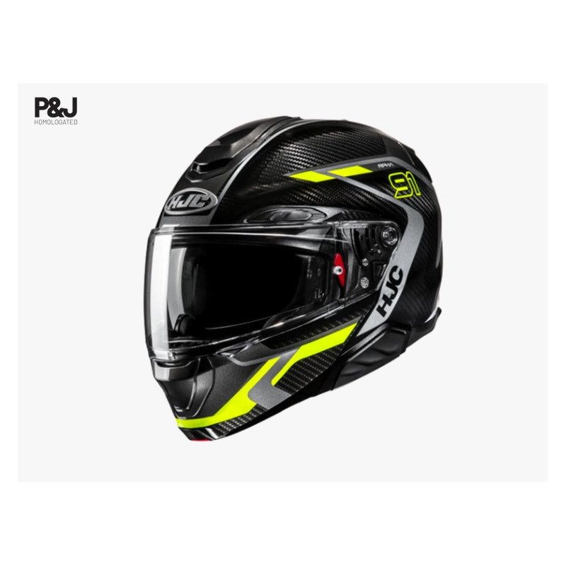 HJC - CASCO MOTO MODULARE RPHA 91 CARBON LAGOS MC3H - CARBONIO/GIALLO FLUO