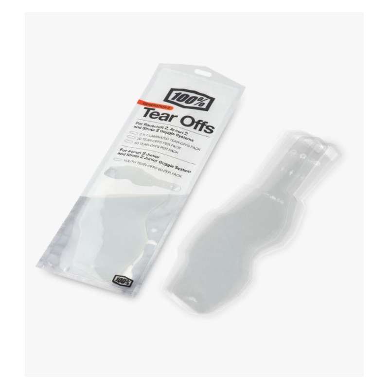 100% - TEAR-OFFS STANDARD PER MASCHERE RACECRAFT2/ACCURI2/STRATA2 (CONFEZIONE DA 50PZ)