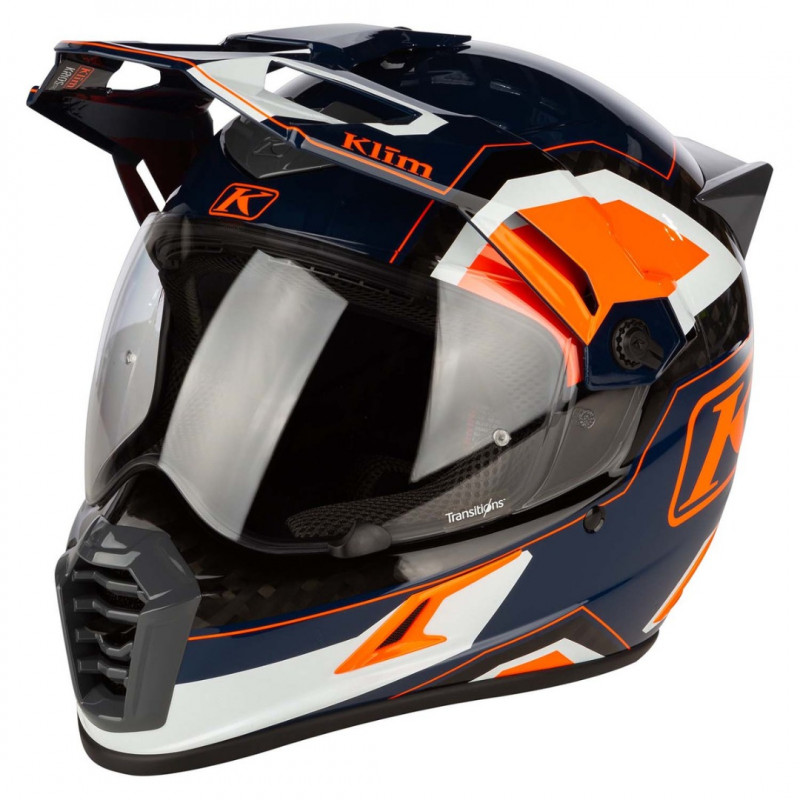 KLIM - CASCO MOTO ADVENTURE KRIOS PRO CARBONIO/ARANCIONE/BLU/BIANCO