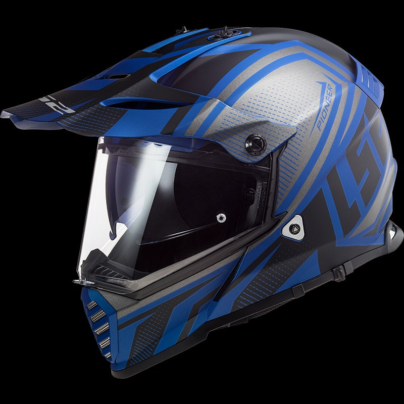 LS2 - CASCO MOTO ADVENTURE MX436 EVO MASTER NERO OPACO/BLU/BIANCO