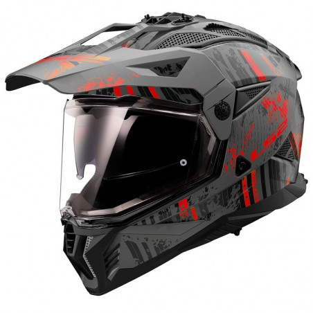 LS2 - CASCO MOTO ADVENTURE MX702 PIONEER II CRAZY NERO/ROSSO