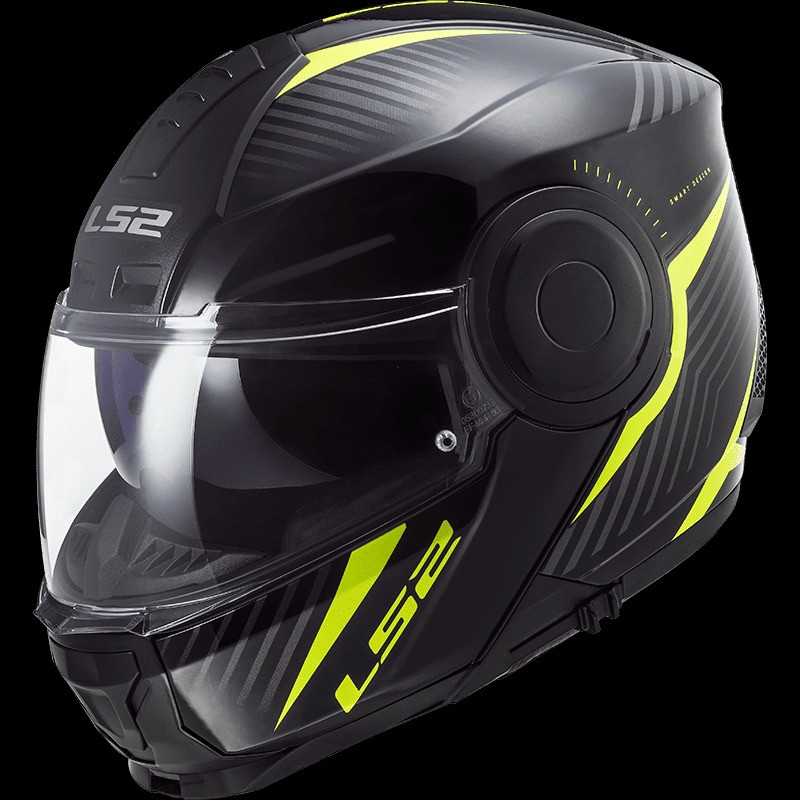 LS2 - CASCO MOTO MODULARE FF902 SCOPE SKID NERO/GIALLO FLUO