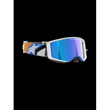 MASCHERINA MOTOCROSS SUPERTECH CORP LENTE A SPECCHIO BLU - BLU/BIANCO