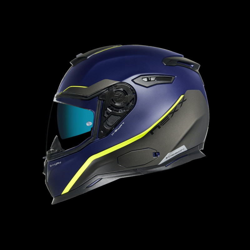 NEXX - CASCO MOTO INTEGRALE SX.100 SKYWAY BLU/GIALLO FLUO