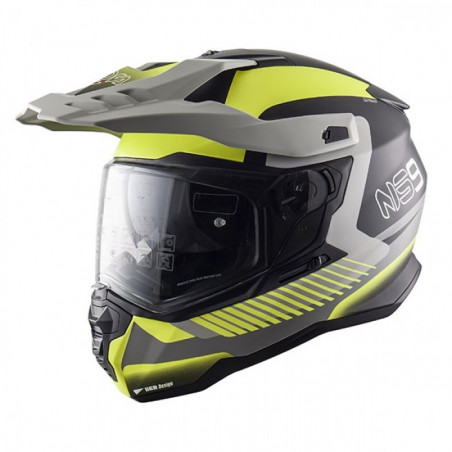NOS - CASCO MOTO ADVENTURE NS-9 MIRAGE NERO/GRIGIO NARDO/GIALLO FLUO