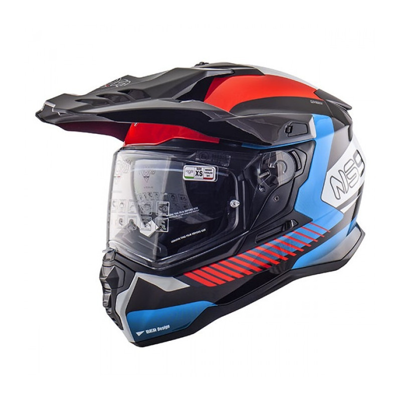 NOS - CASCO MOTO ADVENTURE NS-9 MIRAGE ROSSO/BLU/NERO NOS - CASCO MOTO ADVENTURE NS-9 MIRAGE ROSSO/BLU/NERO