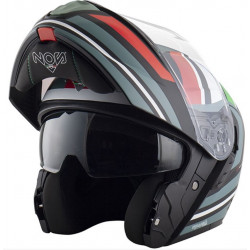 NOS - CASCO MOTO MODULARE NS-14 NITRO ITALY - ROSSO/GRIGIO/BIANCO/VERDE
