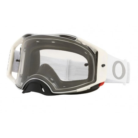 OAKLEY - MASCHERINA MOTOCROSS AIRBRAKE MX TUFF BLOCKS WHITE - LENTE TRASPARENTE - BIANCO