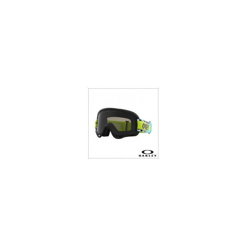 OAKLEY - MASCHERINA O FRAME MX MOTO CHECKS - LENTE DARK GREY - NERO/GIALLO/AZZURRO