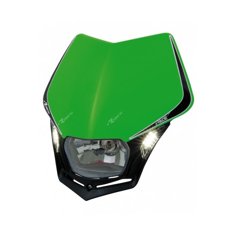 RACETECH - MASCHERINA PORTAFARO V-FACE LED VERDE/NERO RACETECH - MASCHERINA PORTAFARO V-FACE LED VERDE/NERO