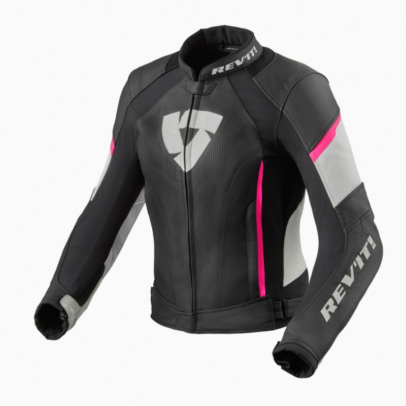 REV'IT - GIACCA MOTO IN PELLE DONNA XENA 3 - NERO/ROSA