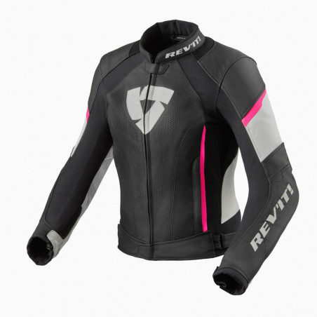 REV'IT - GIACCA MOTO IN PELLE DONNA XENA 3 - NERO/ROSA