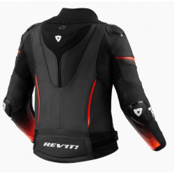 REV'IT - GIACCA MOTO IN PELLE DONNA XENA 4 PRO - NERO/ROSSO FLUO