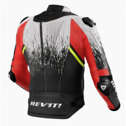 REV'IT - GIACCA MOTO IN PELLE QUANTUM 2 PRO AIR BIANCO/NERO/ROSSO FLUO/GIALLO FLUO