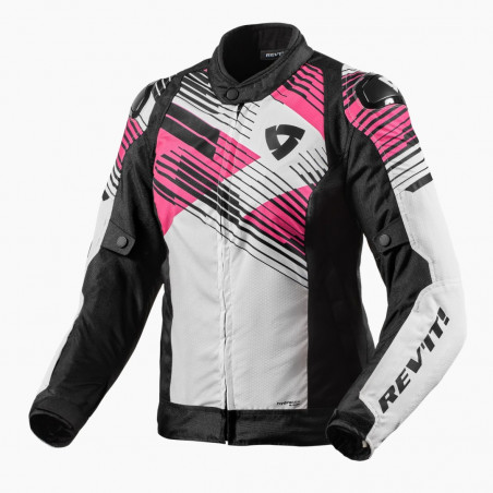 REV'IT - GIACCA MOTO IN TESSUTO DONNA APEX H20 - BIANCO/ROSA