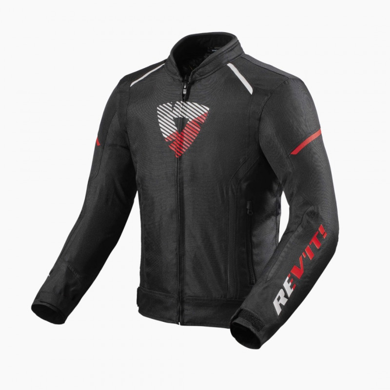 REV'IT - GIACCA MOTO IN TESSUTO SPRINT H2O NERO/ROSSO FLUO
