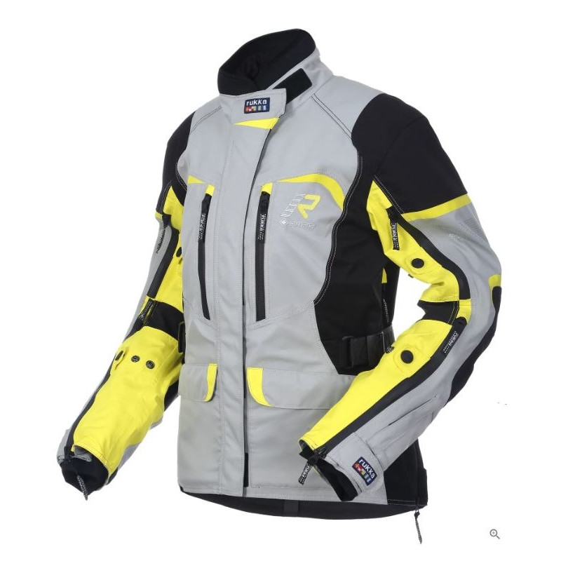 RUKKA - GIACCA MOTO TOURING DONNA RIMORINA GORE-TEX GRIGIO/NERO/GIALLO FLUO
