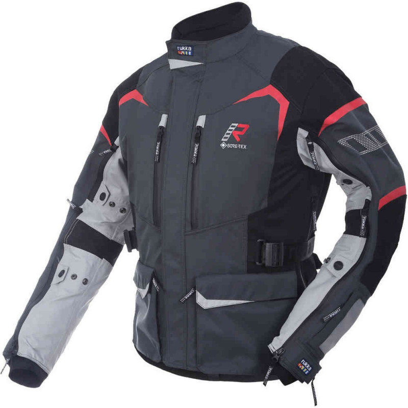 RUKKA - GIACCA MOTO TOURING RIMO-R GORE-TEX NERO/GRIGIO/ROSSO RUKKA - GIACCA MOTO TOURING RIMO-R GORE-TEX NERO/GRIGIO/ROSSO