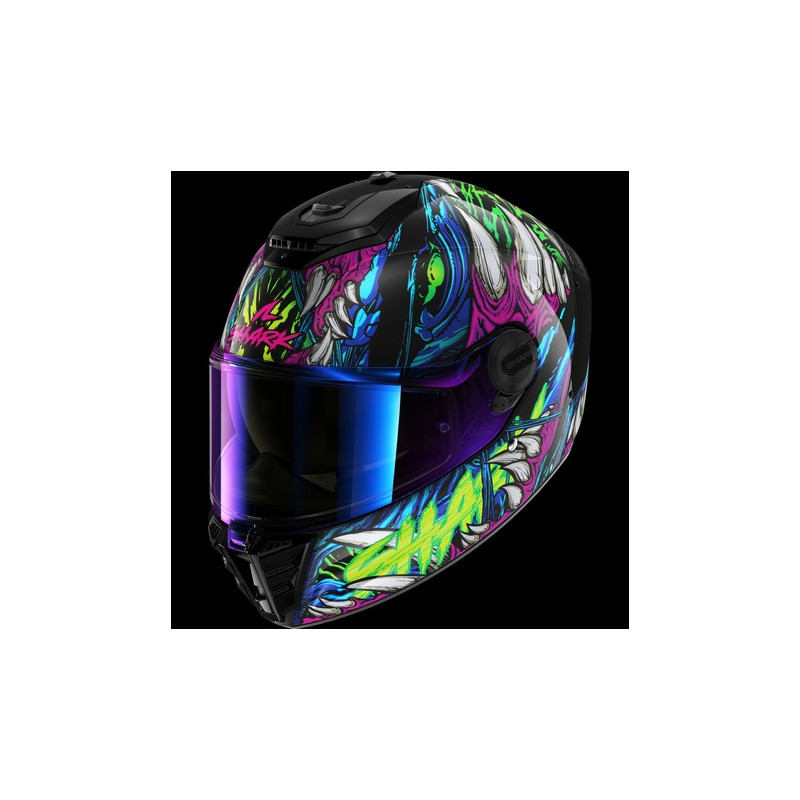 SHARK - CASCO MOTO INTEGRALE SPARTAN RS SHAYTAN NERO/VERDE/VIOLA SHARK - CASCO MOTO INTEGRALE SPARTAN RS SHAYTAN NERO/VERDE/VIOLA
