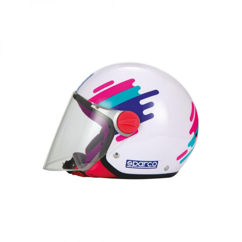 SPARCO - CASCO MOTO JET BAMBINO SP504 PANDA BIANCO/ROSA