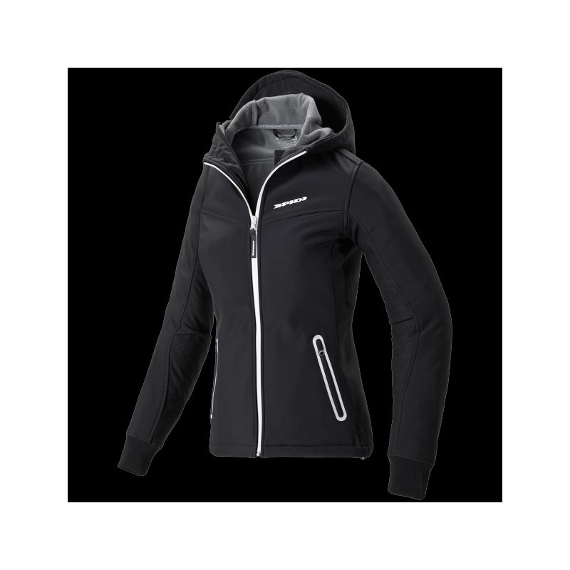 SPIDI - GIACCA MOTO DONNA URBAN HOODIE ARMOR LADY NERO/BIANCO
