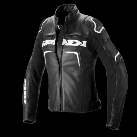 SPIDI - GIACCA MOTO IN PELLE DONNA EVORIDER 2 NERO/BIANCO