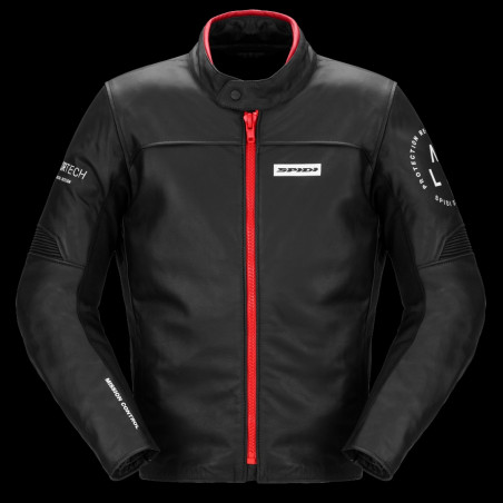 SPIDI - GIACCA MOTO IN PELLE GENESIS NERO/ROSSO