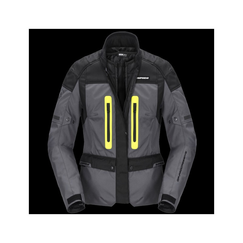 SPIDI - GIACCA MOTO TOURING DONNA TRAVELER 3 NERO/GRIGIO/GIALLO FLUO SPIDI - GIACCA MOTO TOURING DONNA TRAVELER 3 NERO/GRIGIO/GIALLO FLUO