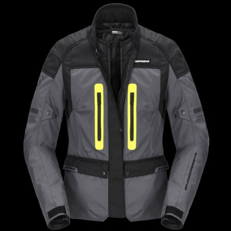 SPIDI - GIACCA MOTO TOURING DONNA TRAVELER 3 NERO/GRIGIO/GIALLO FLUO