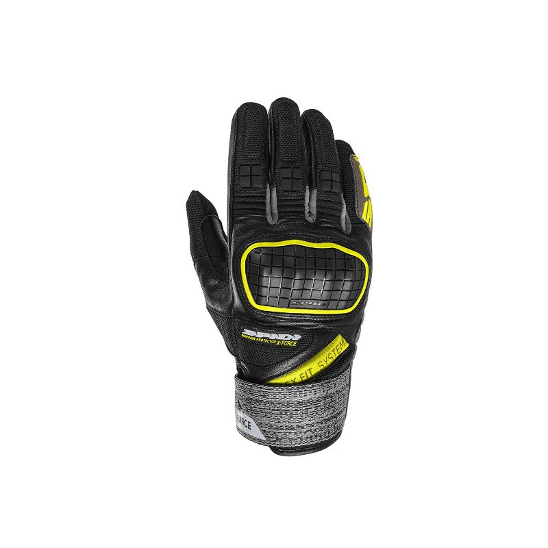 SPIDI - GUANTI MOTO ESTIVI X-FORCE NERO/MARRONE/GIALLO FLUO